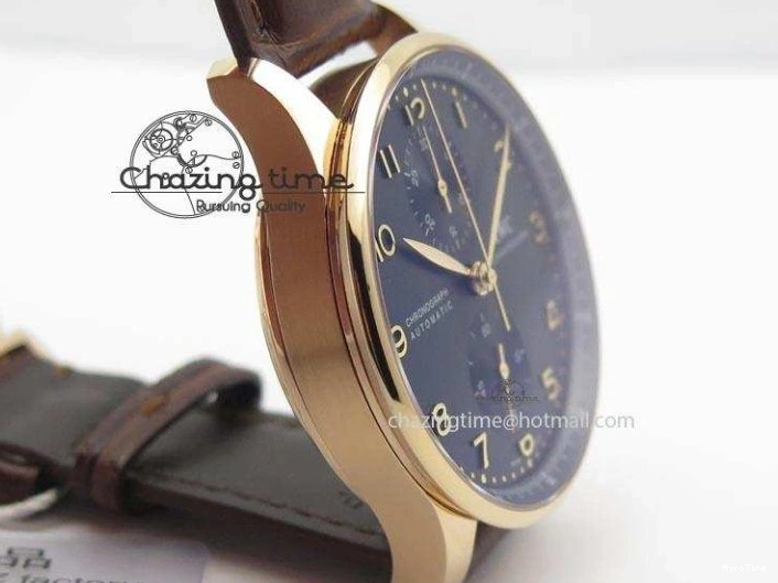 MIROTIME 0115 Portuguese IW371415 ZF 1:1 Best Edition RG Black dial On Brown Leather Strap A Modern 7286
